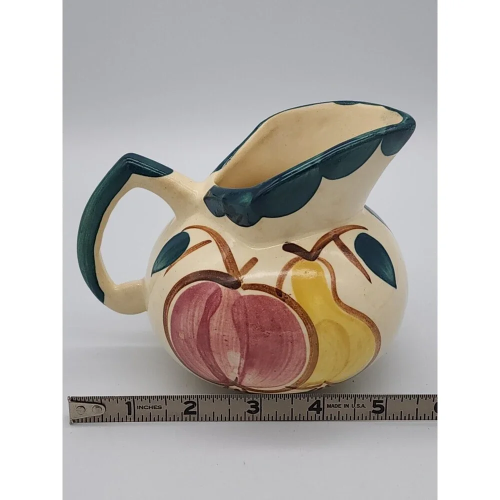 Puritan Slip Ware Pottery Apple & Pear Water Creamer Pitcher Vintage